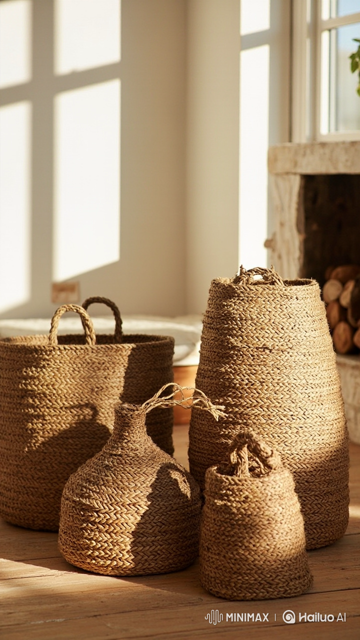 Sea-Grass Wall Basket Decor – Set of 3